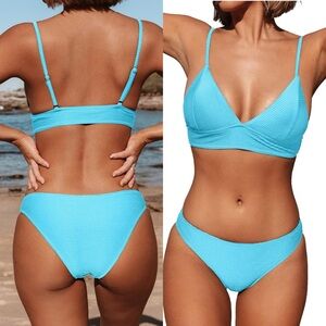 NWT Women Bikini Set Solid Color Sexy Triangle Two Piece Swimsuit SIZE‎ LARGE